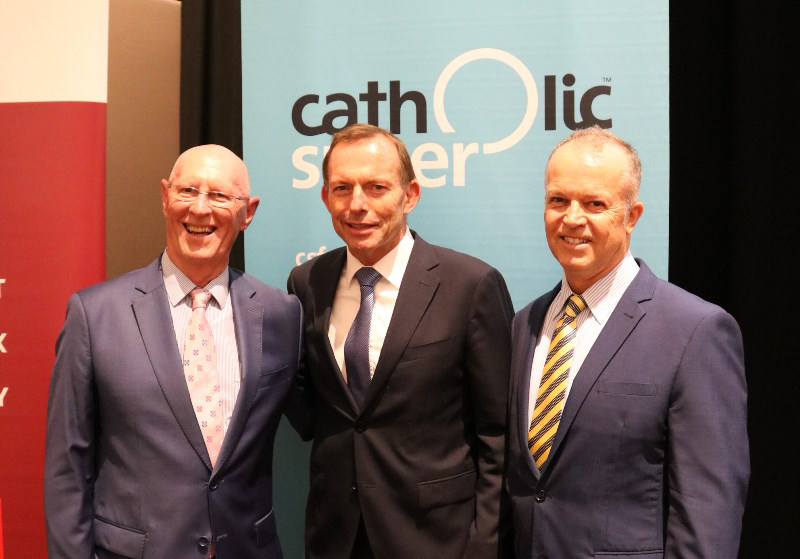 Our wonderful speaker sponsors from Catholic Super with The Hon Tony Abbott MP, Member for Warringah, Oct Luncheon 2016