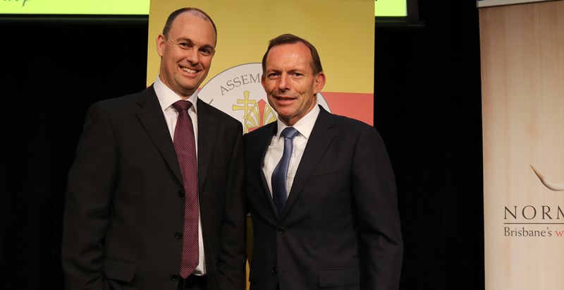 Our sponsor for Clergy & Religious from Thynne & Macartney, Aaron Webb with The Hon Tony Abbott MP