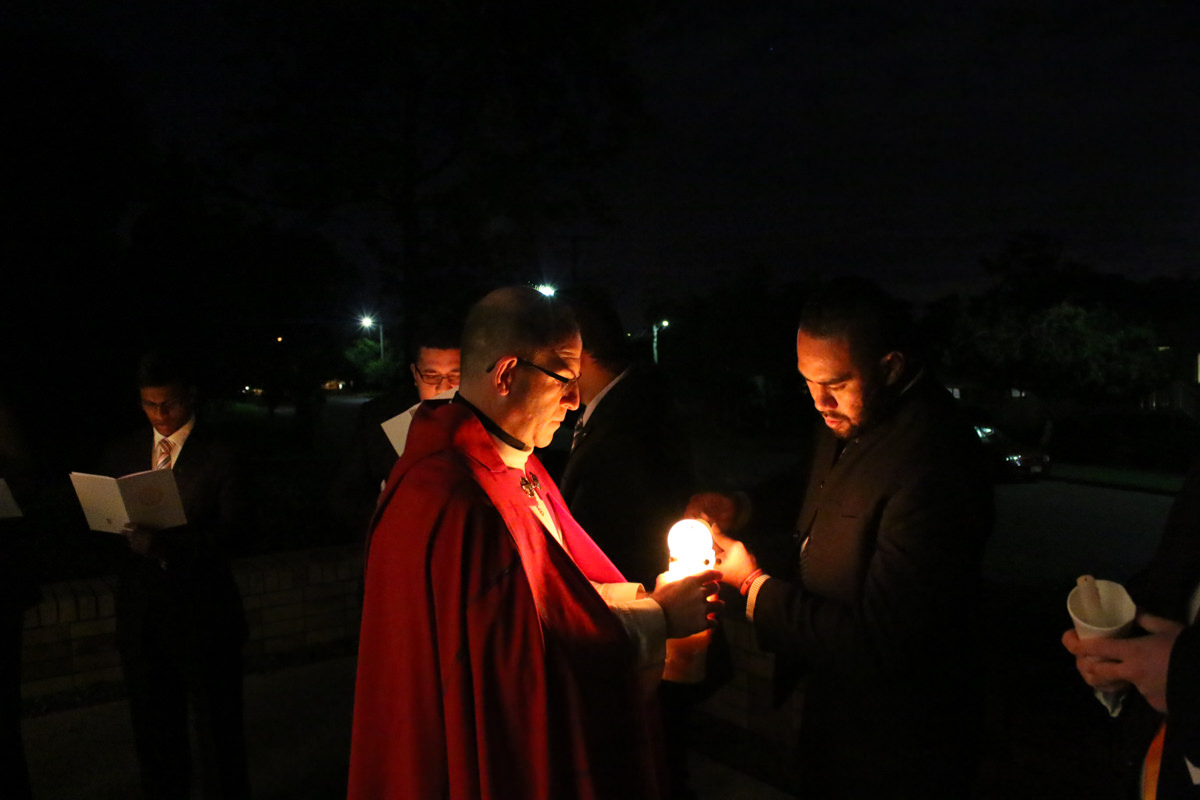 Monsignor Randazzo and Emene Kelemete, Seminarian for the Townsville Diocese, Pentecost Mass at Banyo 2015